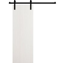 Modern Barn Door 36 x 80 in - LUNO 1003 Ash - 6.6FT Rail Track Heavy Hardware Set - Solid Panel Interior Doors