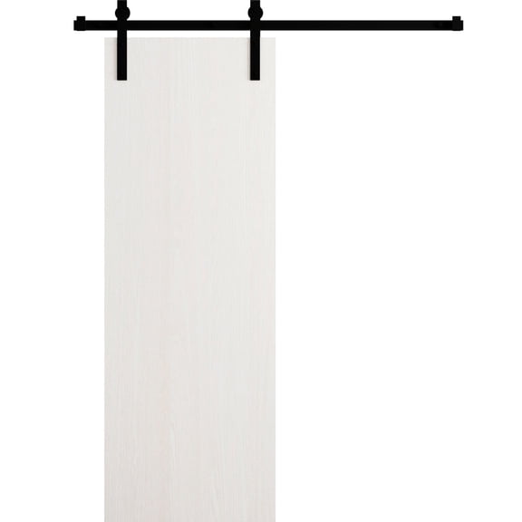 Modern Barn Door 36 x 80 in - LUNO 1003 Ash - 6.6FT Rail Track Heavy Hardware Set - Solid Panel Interior Doors