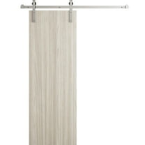 Modern Barn Door 36 x 80 in - LUNO 1003 Oak - 6.6FT Silver Rail Track Heavy Hardware Set - Solid Panel Interior Doors