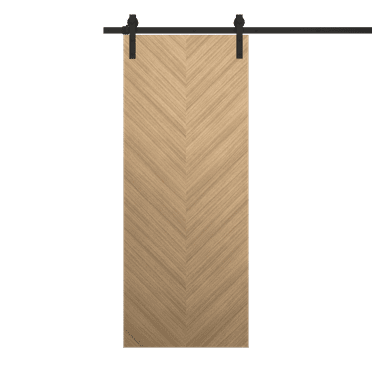 Modern Barn Door 36 x 80 inches | Ego 5005 Natural Oak | 6.6FT Rail Track Heavy Hardware Set | Solid Panel Interior Doors