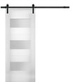 thumbnail image 1 of Modern Barn Door 36 x 80 inches Opaque Glass / Sete 6003 White Silk / 6.6FT Rail Track Heavy Hardware Set / Solid Panel Interior Doors, 1 of 4