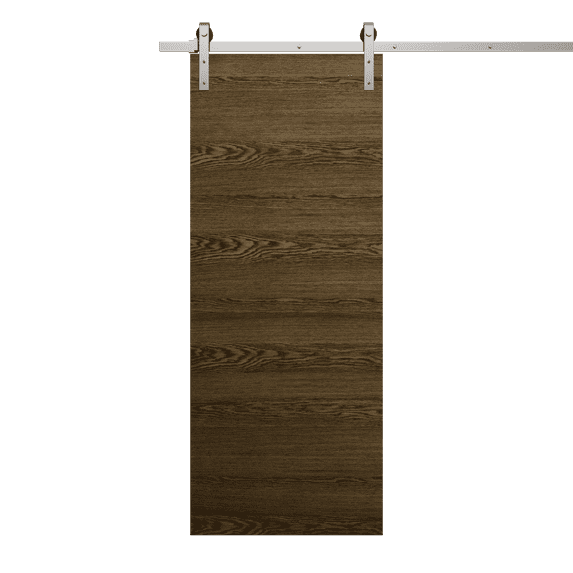 Modern Barn Door 36 x 84 inches | Ego 5000 Marble Oak | 6.6FT Silver Rail Track Heavy Hardware Set | Solid Panel Interior Doors