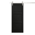 thumbnail image 1 of Modern Barn Door 36 x 84 inches | Ego 5010 Painted Black Oak | 6.6FT Silver Rail Track Heavy Hardware Set | Solid Panel Interior Doors, 1 of 5