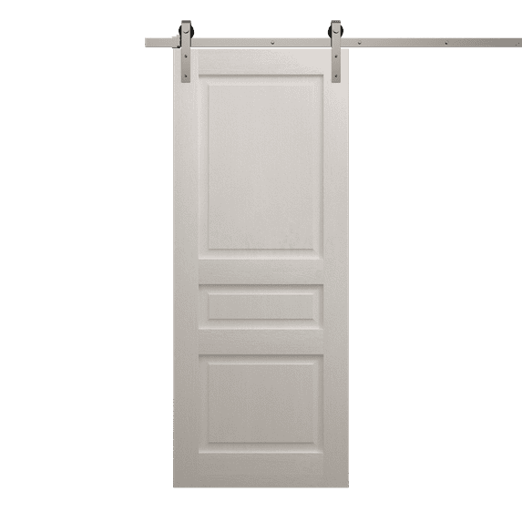 Modern Barn Door 36 x 84 inches | Ego 5012 Painted White Oak | 6.6FT Silver Rail Track Heavy Hardware Set | Solid Panel Interior Doors