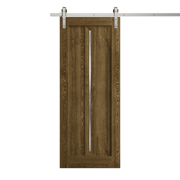 Modern Barn Door 36 x 84 inches | Ego 5014 Marble Oak | 6.6FT Silver Rail Track Heavy Hardware Set | Solid Panel Interior Doors