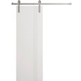 thumbnail image 1 of Modern Barn Door 36 x 96 in - LUNO 1110 Arctic White - 6.6FT Silver Rail Track Heavy Hardware Set - Solid Panel Interior Doors, 1 of 5