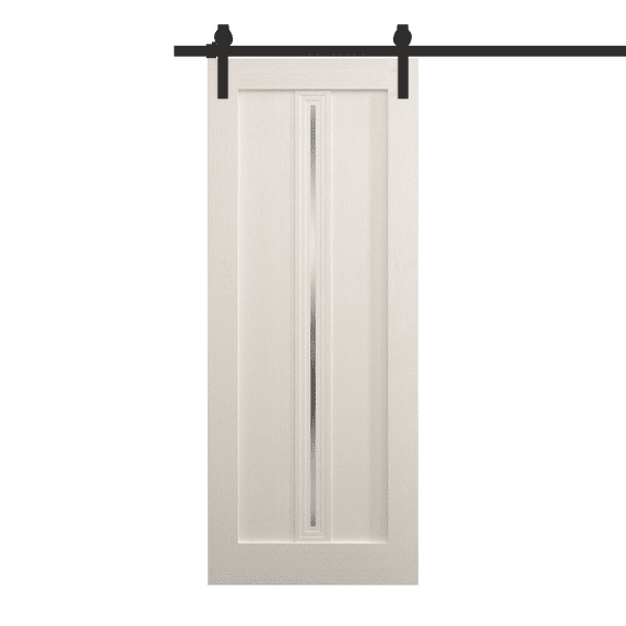Modern Barn Door 36 x 96 inches | Ego 5014 Painted White Oak | 6.6FT Rail Track Heavy Hardware Set | Solid Panel Interior Doors
