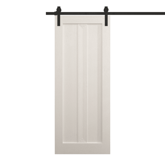 Modern Barn Door 42 x 80 inches | Ego 5006 Painted White Oak | 8FT Rail Track Heavy Hardware Set | Solid Panel Interior Doors