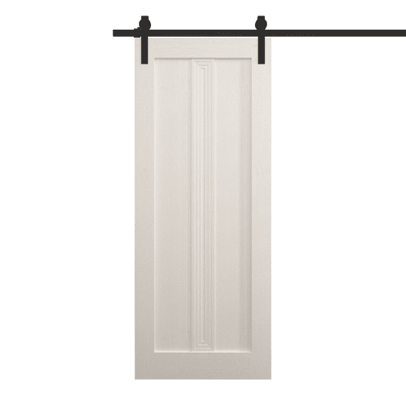 Modern Barn Door 42 x 80 inches | Ego 5006 Painted White Oak | 8FT Rail Track Heavy Hardware Set | Solid Panel Interior Doors