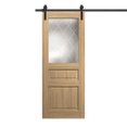 thumbnail image 1 of Modern Barn Door 42 x 80 inches | Ego 5011 Natural Oak | 8FT Rail Track Heavy Hardware Set | Solid Panel Interior Doors, 1 of 5