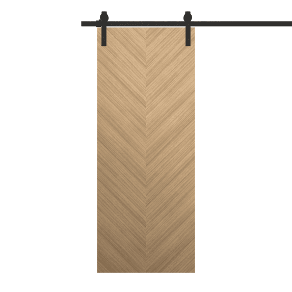 Modern Barn Door 42 x 96 inches | Ego 5005 Natural Oak | 8FT Rail Track Heavy Hardware Set | Solid Panel Interior Doors