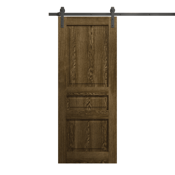 Modern Barn Door 42 x 96 inches | Ego 5012 Marble Oak | 8FT Rail Track Heavy Hardware Set | Solid Panel Interior Doors