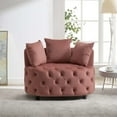 thumbnail image 1 of Modern Barrel Chair, Round Oversized Barrel Chairs, Sofa Lounge Accent Chair, Velvet Leisure Sofa Chair, Comfy Leisure Chair with 3 Pillows for Living Room Bedroom Hotel Office, Pink, 1 of 7