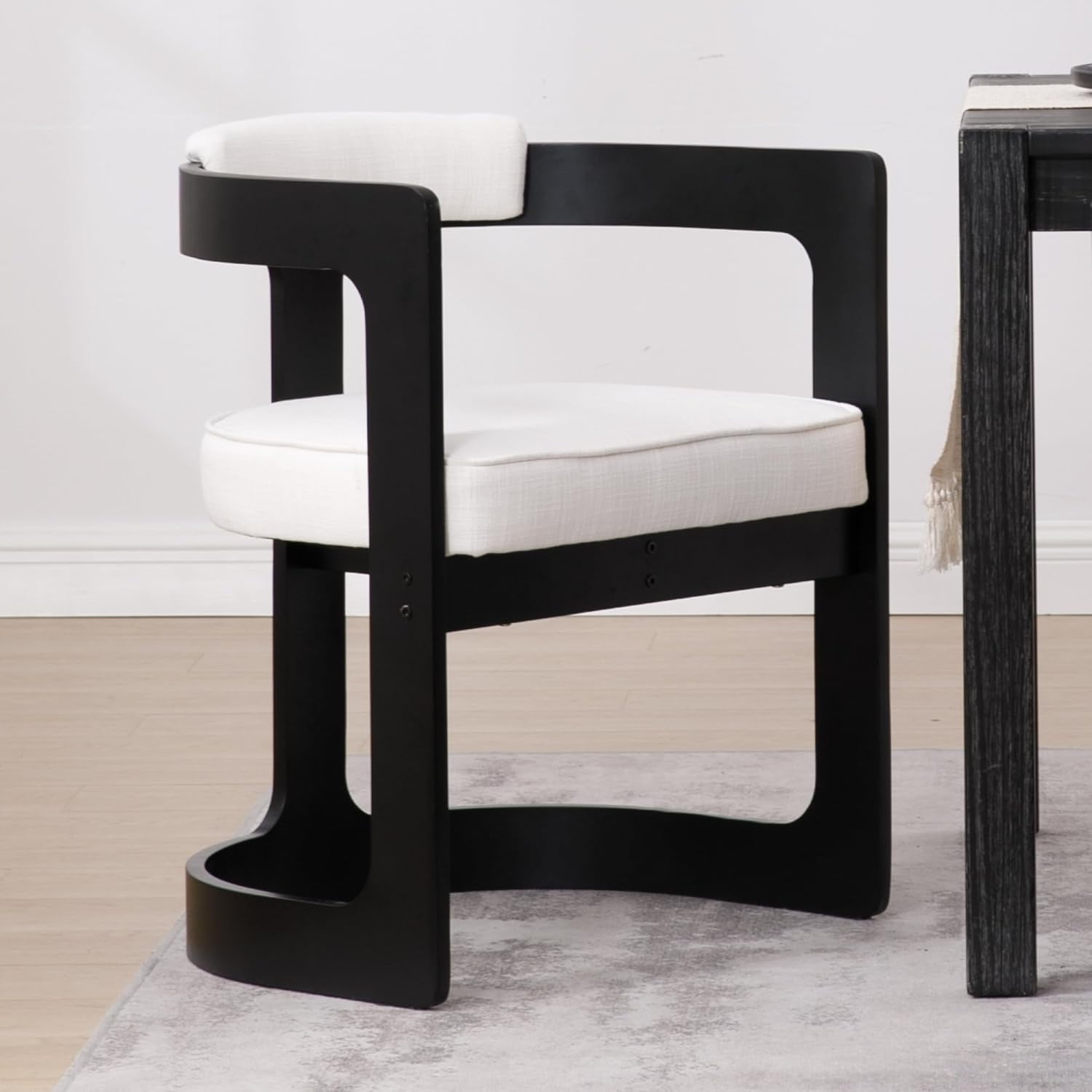 Modern Barrel Dining Chair Set of 1 Fabric Upholstered Dining Room