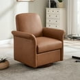 thumbnail image 1 of Modern Upholstered Armchair 360° Swivel Barrel Chair with Solid Wood Base with Non-slip Foot Mats for Living Room & Bedroom, 1 of 17