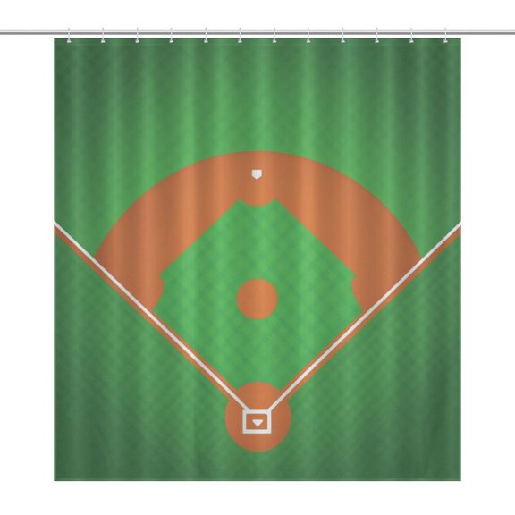 Modern Baseball Field Pattern (2)-2 Shower Curtain Bathtub Decor Bathroom Fabric Waterproof Curtains Shower