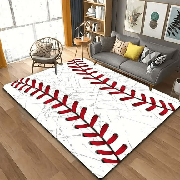 Modern Baseball Field Pattern Area Rugs Green Carpet Suitable for Living Room Kitchen Bedroom Laundry Room Home Decorations