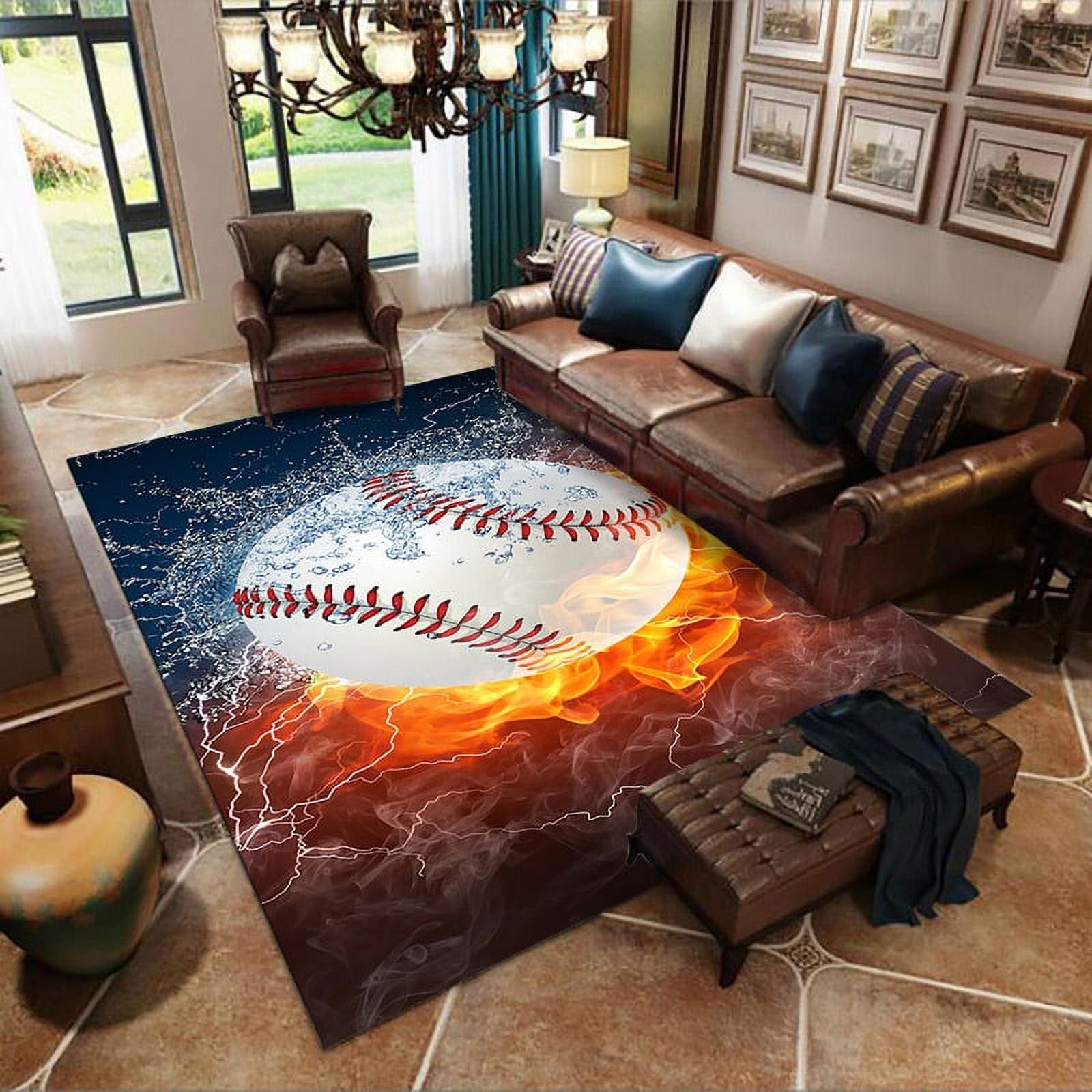 Modern Baseball Field Pattern Area Rugs Green Carpet Suitable for ...