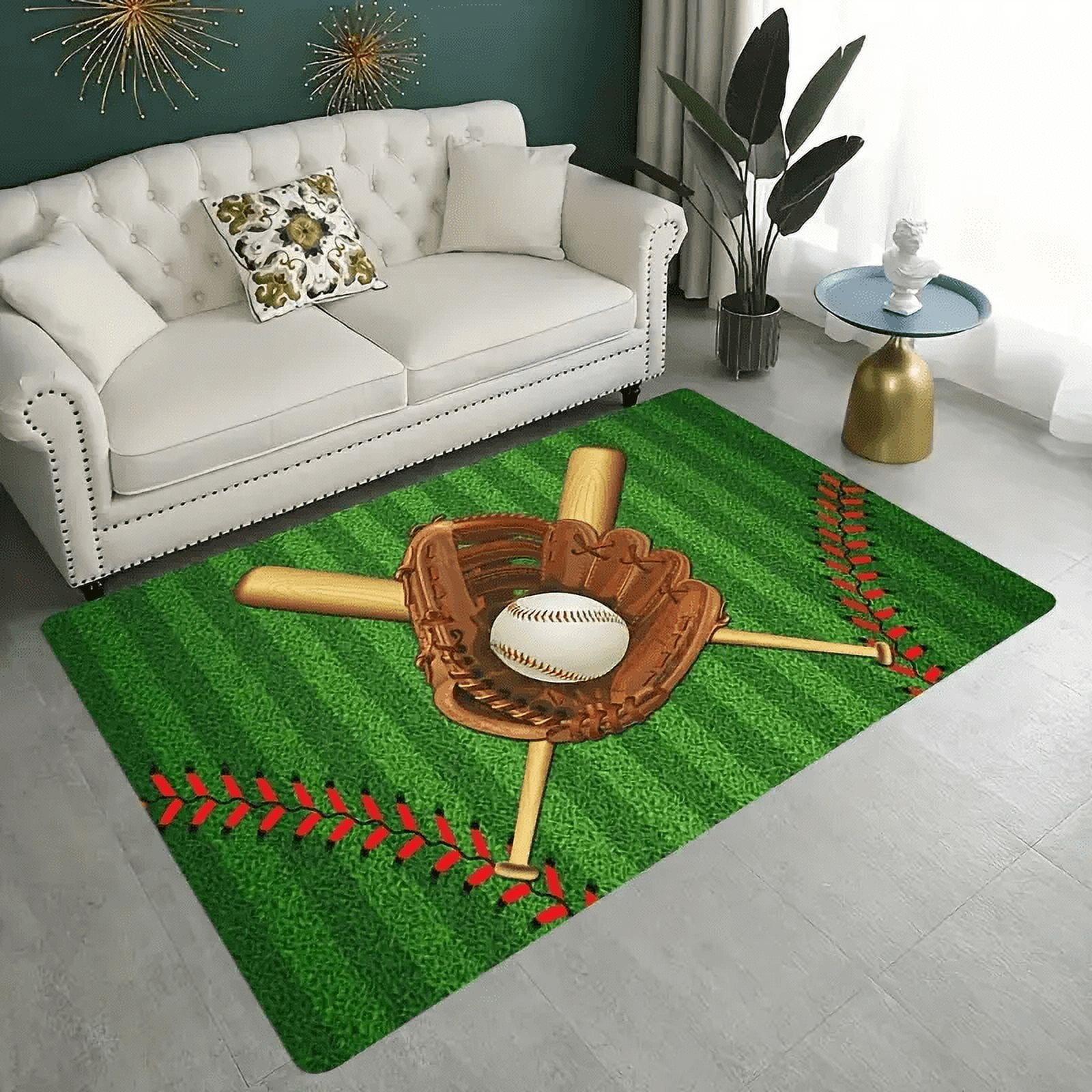 Modern Baseball Field Pattern Area Rugs Green Carpet Suitable for ...