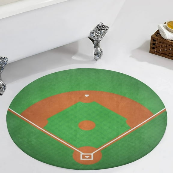 Modern Baseball Field Pattern Round Area Rugs for Bedroom Living Room, 3FT Soft Comfy Indoor Circle Carpets, Carpet Home Decor Floor Mat