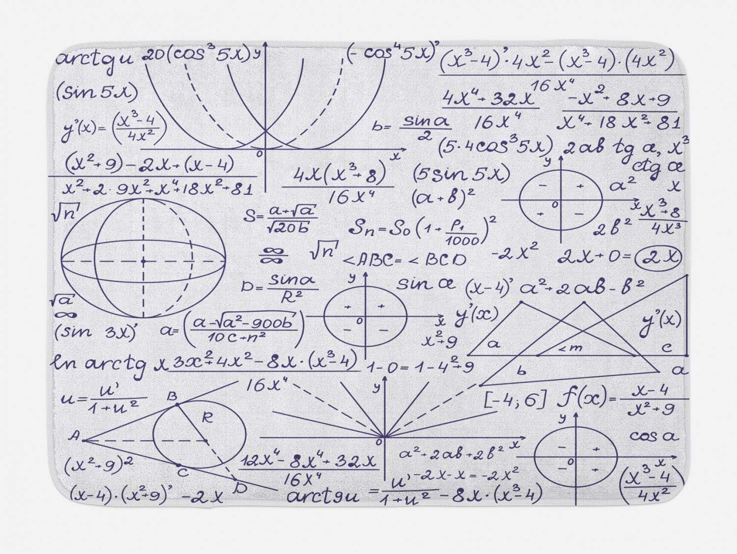 Modern Bath Mat, Classic Math Geometry Science Themed Numbers Pattern ...