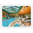 thumbnail image 1 of Modern Bath Mat, Residential House Large Indoor Pool Furniture Sunrays Leisure Time Print, Non-Slip Plush Mat Bathroom Kitchen Laundry Room Decor, 29.5 X 17.5 Inches, Green Pale Brown Blue, Ambesonne, 1 of 2
