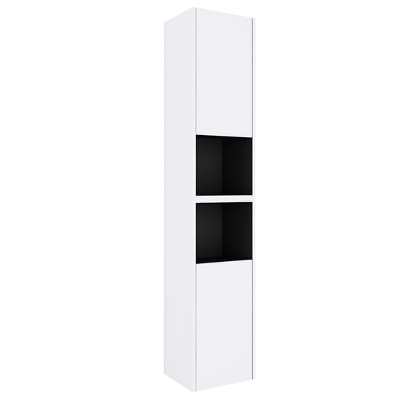 Modern Bathroom Cabinet 12", Wall Mounted, 2 Soft Close Doors, White Simple Look Design 12" Side Cabinet, Doors