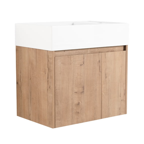 Modern Bathroom Cabinet - 24", Float Mount, Imitative Oak Tone 24" Sink Unit Materials,