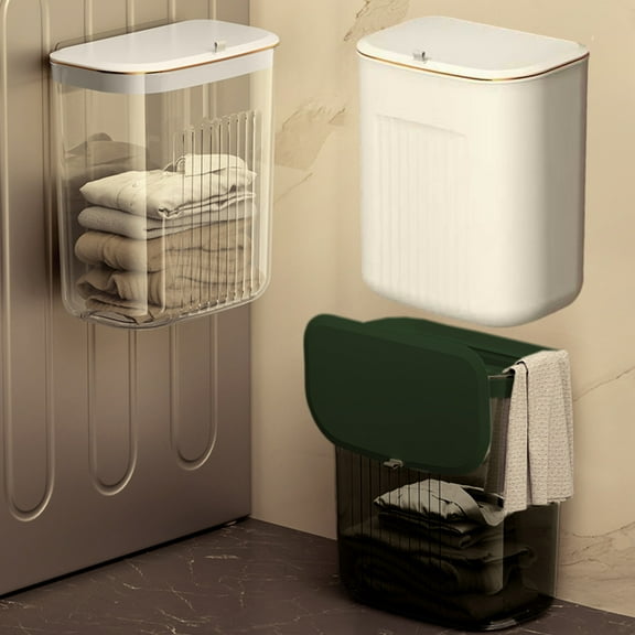 Modern Bathroom Clothes Storage Basket, Transparent Storage, Stain-Resistant Plastic, Waterproof Cover, Foldable Design, Family Use, Laundry Room Organization, Clean Clothes Hamper Sopatenor