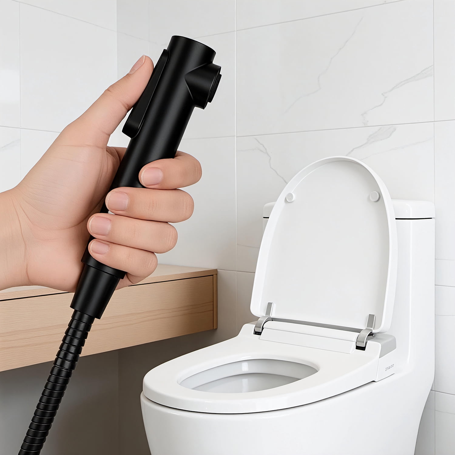Modern Bathroom Handheld Bidet Sprayer, Stainless Steel Hose Toilet Kit with Easy Installation