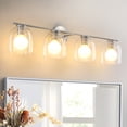 thumbnail image 1 of Modern Bathroom Light Fixtures, 4 Light Vanity Lights Over Mirror, Brushed Nickel Wall Lamp with Clear Glass Shade for Living Room Cabinet Bedroom Porch, 1 of 8