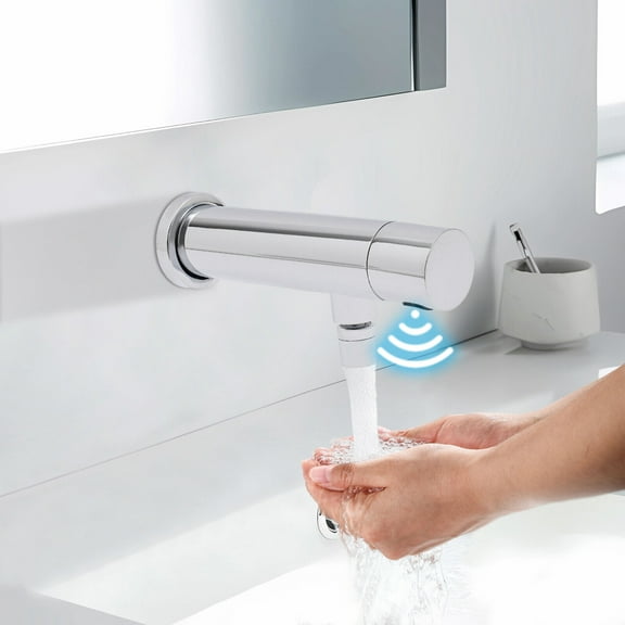 Modern Bathroom Mixer Faucet Automatic Sensor Touchless Wall Mounted Taps