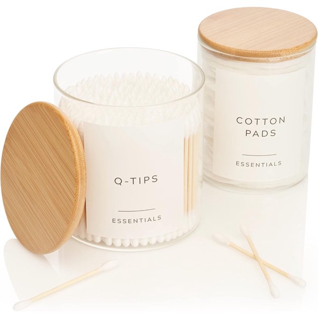 Modern Bathroom Organizer Set Beautiful Qtip and Cotton Ball Holder