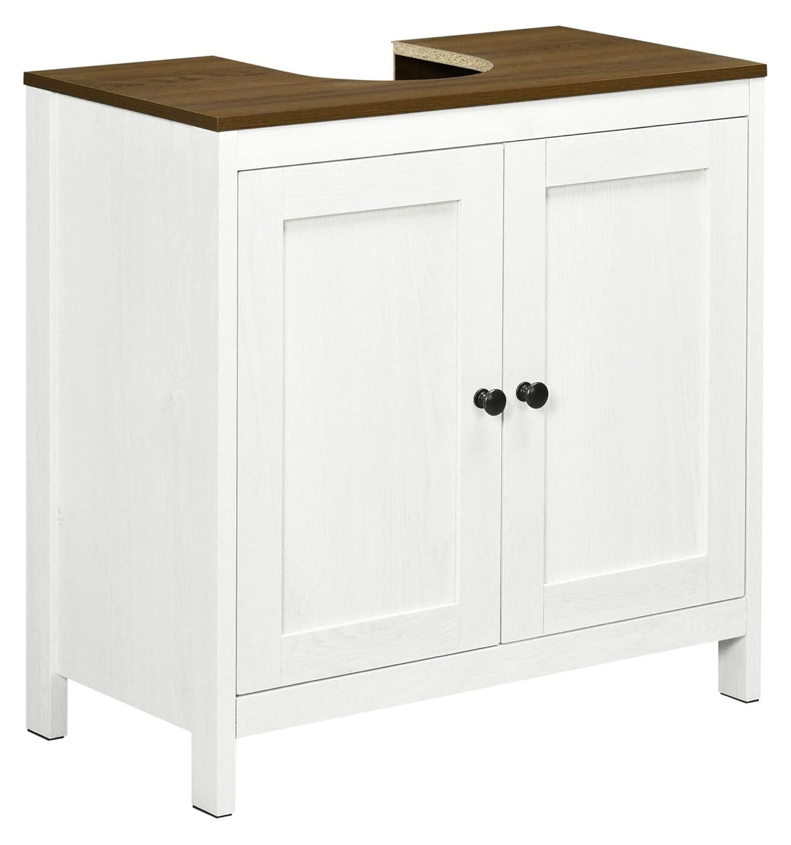 Bathroom Sink Cabinet, Floor Standing Under Sink Organizer, Freestanding Vanity with Adjustable Shelf, Double Door Storage, Antique White