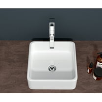 Modern Bathroom Vanity 15x15 Inch White Ceramic Square Vessel Bathroom Sink,Wooden Bathroom Vanity
