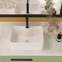 Modern Bathroom Vanity 16"x12" White Ceramic Rectangular Vessel Bathroom Sink,Wooden Bathroom Vanity