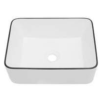 Modern Bathroom Vanity 16x12 Inch White Ceramic Rectangular Vessel Bathroom Sink,Wooden Bathroom Vanity