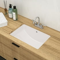 Modern Bathroom Vanity 19.7"x14" White Ceramic Rectangular Undermount Bathroom Sink with Overflow,Wooden Bathroom Vanity