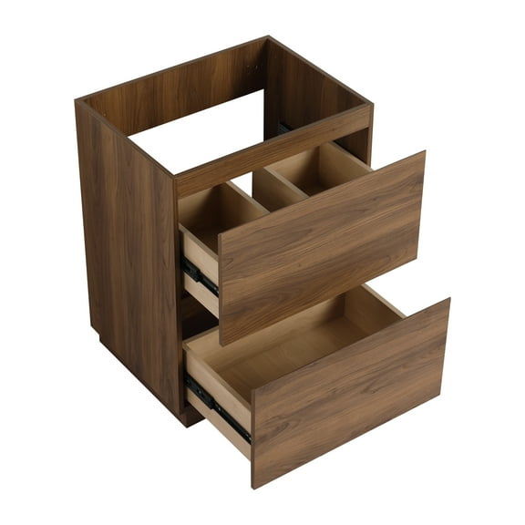 Modern Bathroom Vanity 24" Bathroom Vanity with Double drawer,Freestanding Bathroom Cabinet,Engineering Wood,Brown (Only Vanity Without Top),Wooden Bathroom Vanity