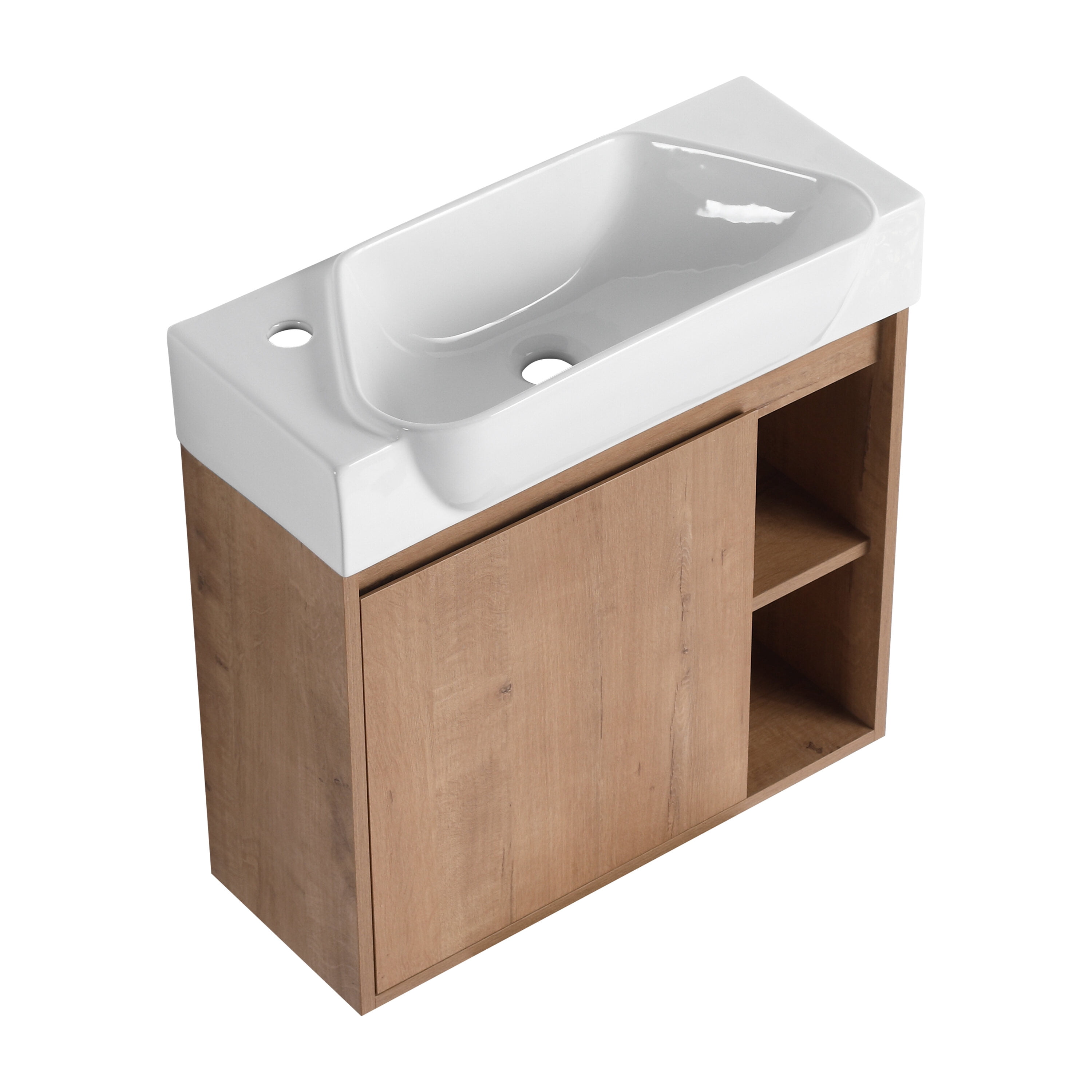 Modern Bathroom Vanity 24'' Wall-Mounted Bathroom Vanity with White Ceramic Sink & Soft-Close Door, KD-Packing,Wooden Bathroom Vanity
