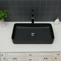 Modern Bathroom Vanity 24"x13.5" Black Ceramic Rectangular Vessel Bathroom Sink,Wooden Bathroom Vanity