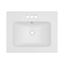Modern Bathroom Vanity 24"x19.7" White Rectangular Single Vanity Top with 3 Faucet Hole and Overflow(Sink Only),Wooden Bathroom Vanity