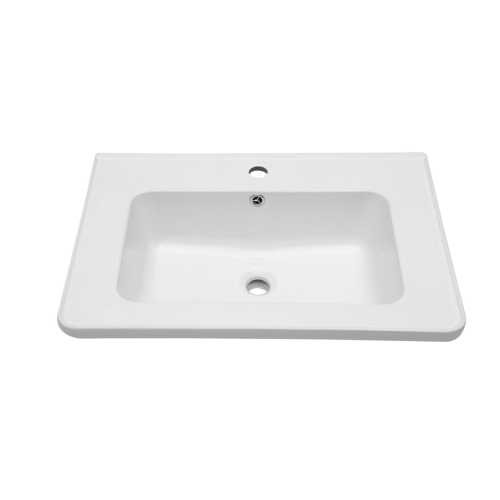 Modern Bathroom Vanity 28" x 19" White Rectangular Single Vanity Top with 1 Faucet Hole and Overflow(Sink Only),Wooden Bathroom Vanity