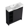 thumbnail image 1 of Modern Bathroom Vanity 30'' Freestanding Bathroom Vanity with White Ceramic Sink & Soft-Close Door, Dark Oak, KD-Packing,Wooden Bathroom Vanity, 1 of 17