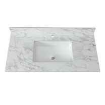 Modern Bathroom Vanity 43"x22"Bathroom Vanity Top,sintered stone carra white Barthroom Vanity Sink Tops with Rectangular Undermount Ceramic Sink with Vanity Backsplash, singe Faucet Hole Bathroom Van
