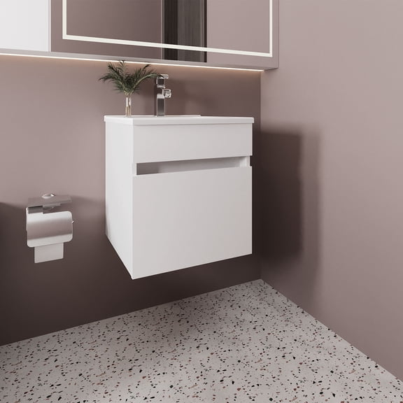 Modern Bathroom Vanity, Bathroom Vanity with Sink, 1 Door, White, White Wooden Bathroom Vanity,Engineered Wood Double Sink Bathroom Vanity, Bath & Faucets, Bathroom Vanities Bathroom Vanity with Sink