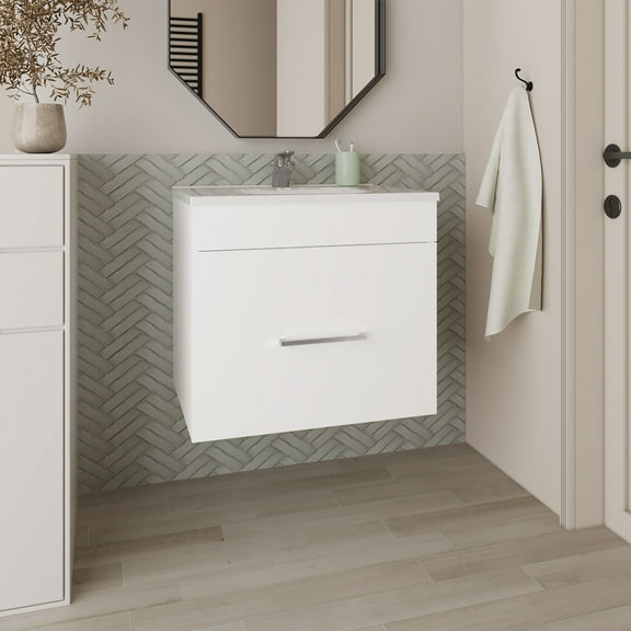 Modern Bathroom Vanity, Bathroom Vanity with Sink, 1 Drawer, White, White Wooden Bathroom Vanity,Engineered Wood Double Sink Bathroom Vanity, Bath & Faucets, Bathroom Vanities Bathroom Vanity with Si
