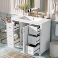 thumbnail image 1 of Modern Bathroom Vanity with Ceramic Sink Combo with 4 Drawers and 1 Door, Versatile Storage, Adjustable Shelf, Solid Wood & MDF Frame, Faucet Not Include, White, 1 of 9