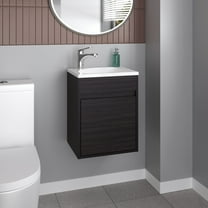 Modern Bathroom Vanity Furman Bathroom Vanity With Single Door And Open Shelf, Compact Floating Sink Base Cabinet, Black,Wooden Bathroom Vanity