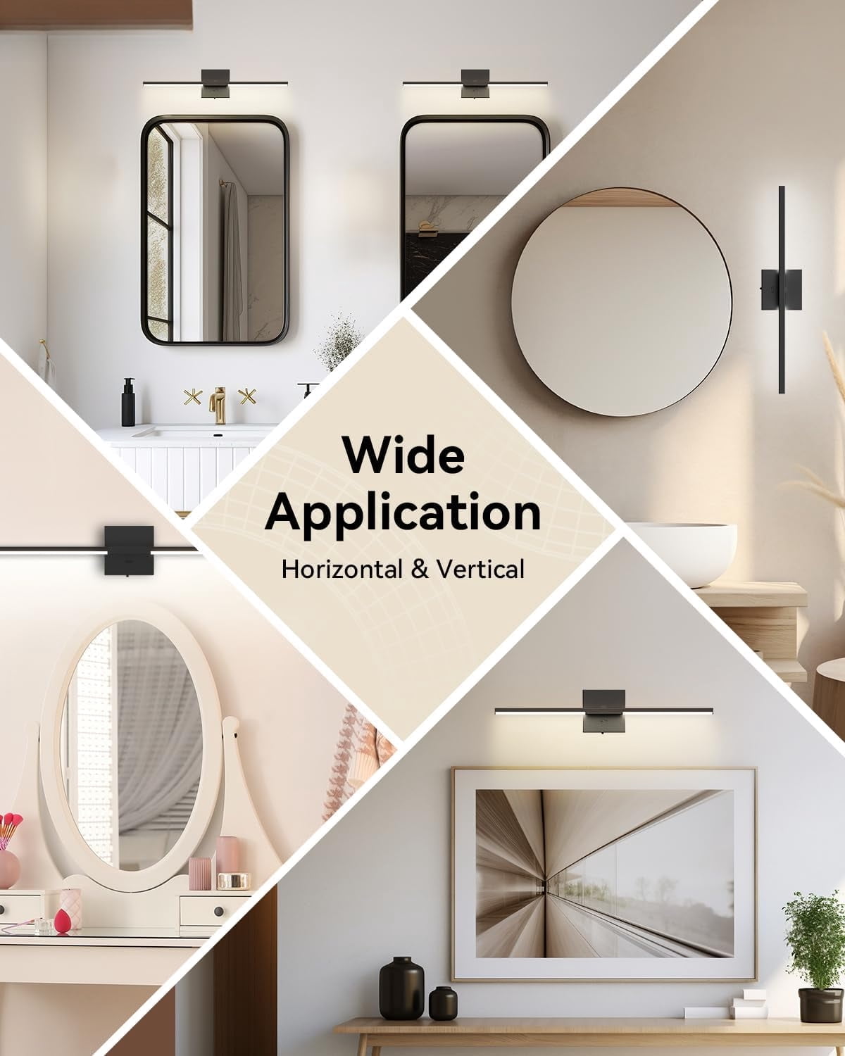 Modern Bathroom Vanity Light 24 inch, Built-in Dimmer, 14W Dimmable 5CCT Led Bath Lights, Black Bar Vanity Light for Bathroom Mirror Cabinets Bedroom-FCC & ETL Certificated